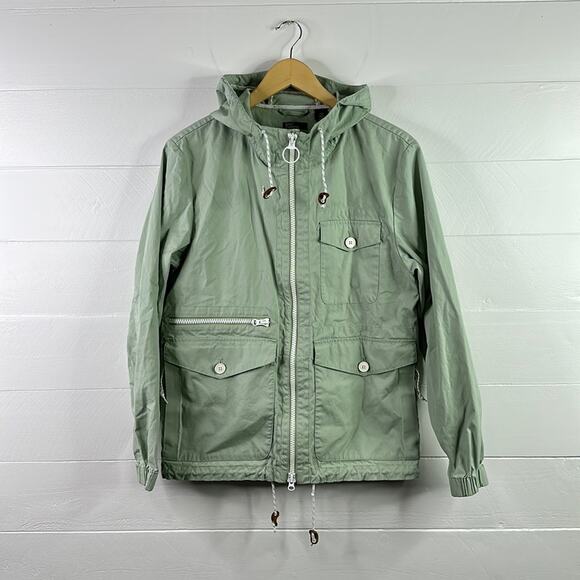 LEVI'S CALIFORNIA Mint Green Full Zip-Up Long Cotton Jacket With‎ Pockets Small - Picture 1 of 15